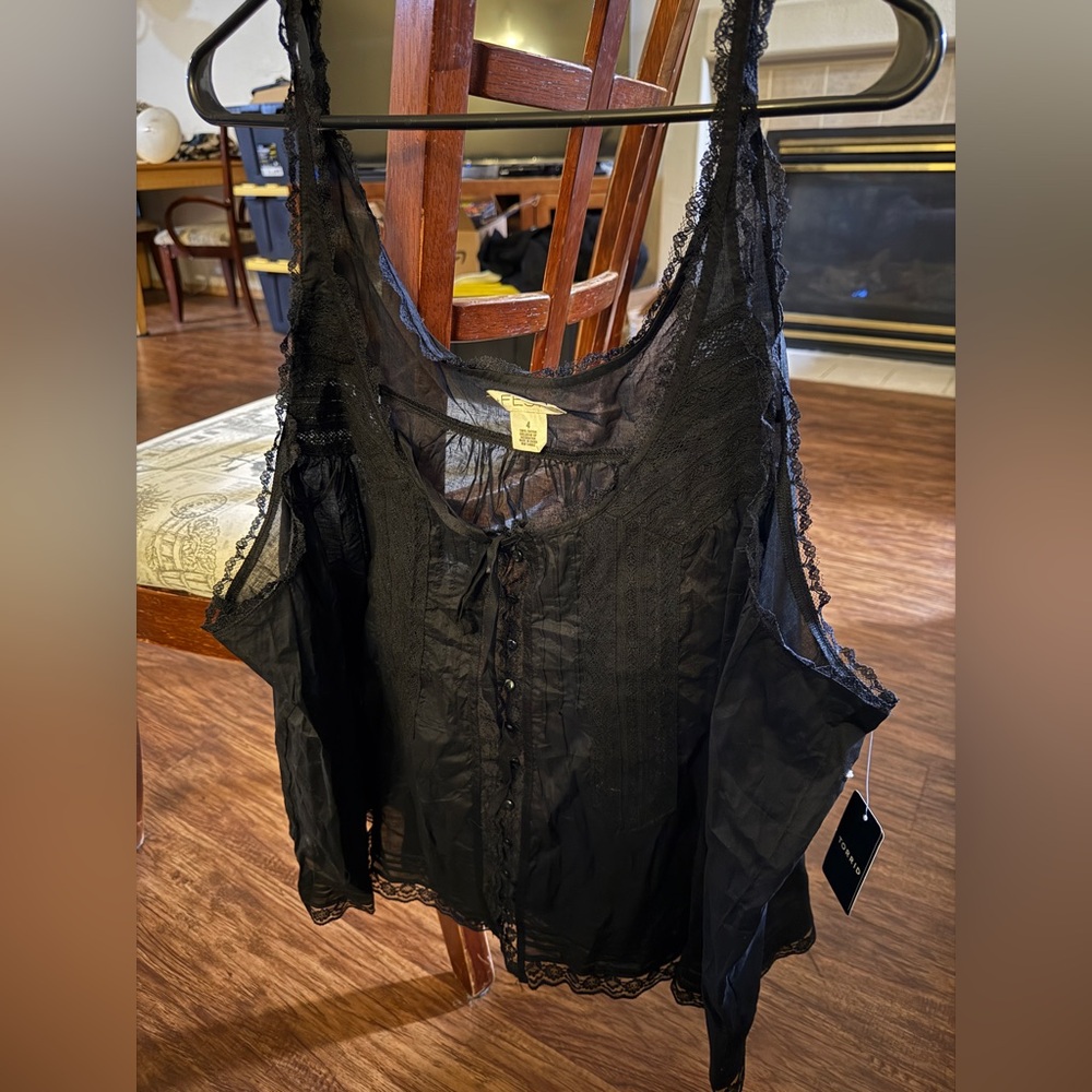 Torrid Deep Black Lace Trim Tank